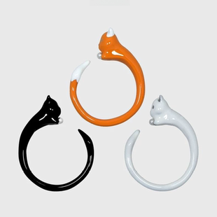 可爱猫咪开口戒指周深同款2024新款小众设计萌趣潮流指环饰品礼物