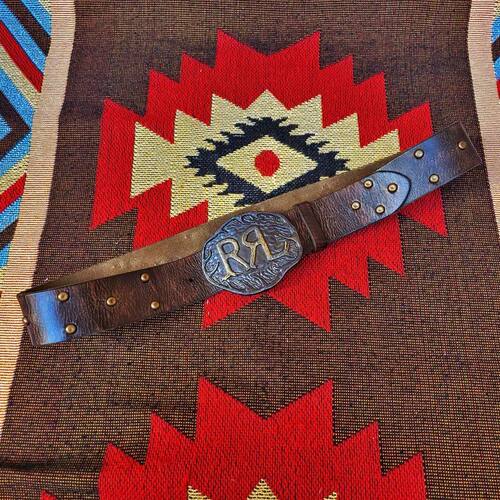 新款重磅 RRL Leather Belt 腰带头层牛皮男女皮带RL西部牛仔