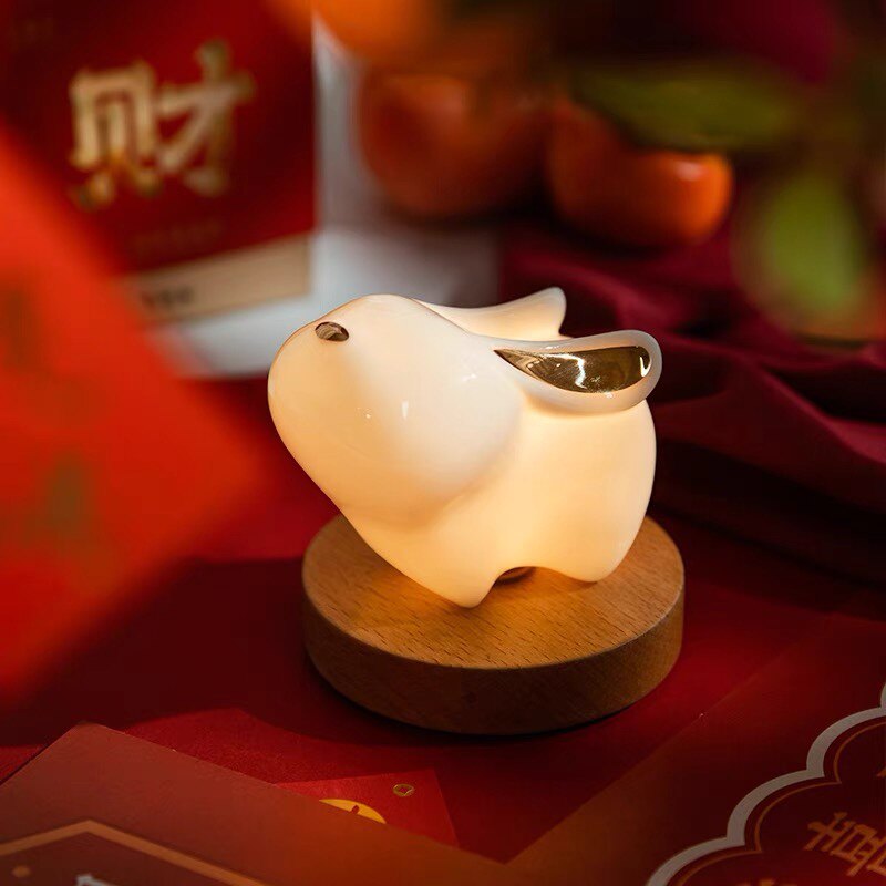 本兮拍拍兔陶瓷小夜灯床头灯创意兔年新年礼品生日礼物女定制logo