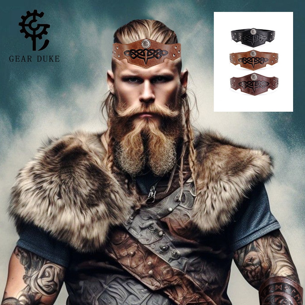 皮中世纪热卖复古文艺复兴COSPLAY帽带欧美环头冠压纹头维京
