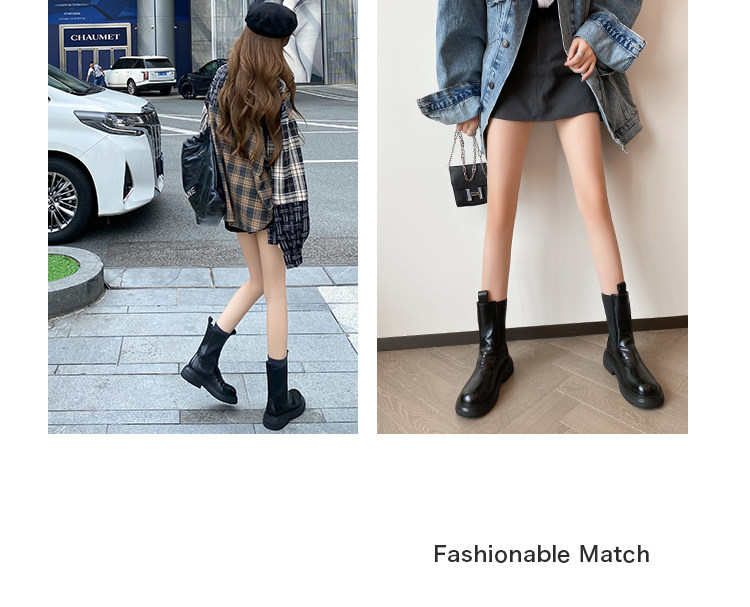 CHELSEA BOOTS WOMENS BRITISH STYLE PLATFORM MARTIN BOOTS SMALL MAN VINTAGE RUFFLED MID-RISE BOOTS LEATHER ANKLE BOOTIES CIGARETTE BOOTS