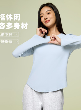女士秋季瑜伽服长袖速干透气跑步健身上衣宽松休闲运动t恤D25148