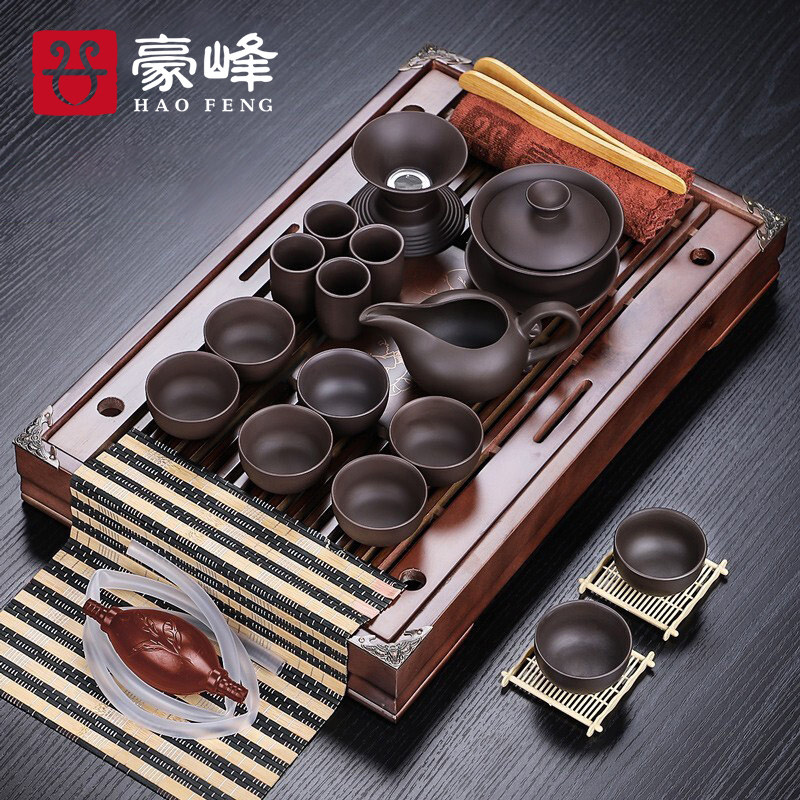 豪峰整套紫砂茶具套装家用功夫泡茶壶实木茶托盘茶海茶台茶道配件