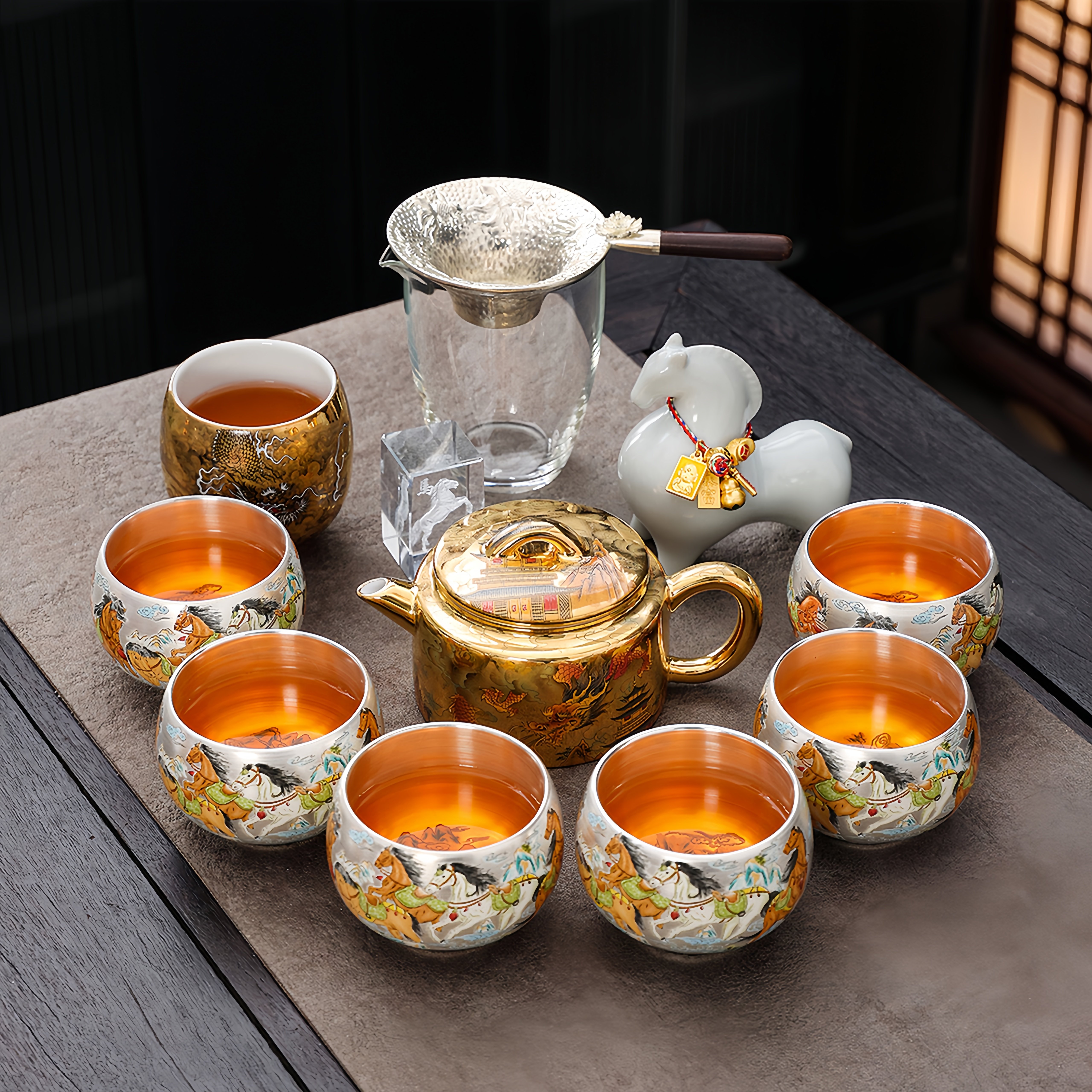 鎏银茶具套组茶壶茶杯一整套送长辈领导老师师父乔迁商务礼物礼盒