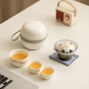 龙年小神龙快客杯可携式 旅行茶具一壶三杯女户外泡茶壶父亲节礼物