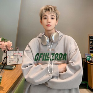 2024冬季华棉复合加绒加厚连帽印花卫衣男  B213-8088-P70控88图片