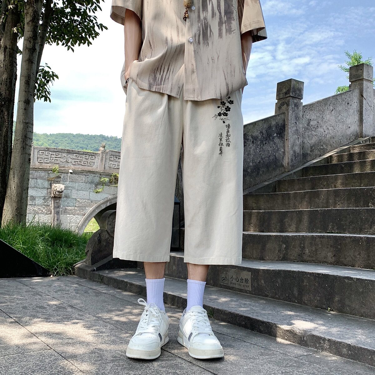 2024夏季新中式风亚麻裤男七分裤B213-8151-P33控49,男装休闲裤,星座617A-4