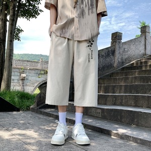夏季新中式风亚麻裤男直筒七分裤 B213-8151-P33控49图片