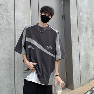 24SS男夏装新款薄款拼接撞色短袖t恤 B213-8133-P38控58图片