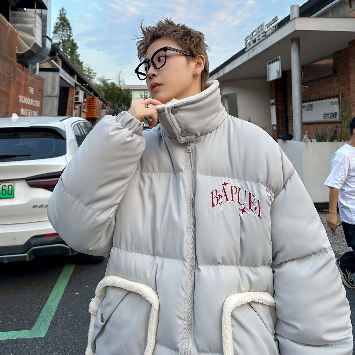 2024冬季保暖面包服男羊羔毛拼接重工艺棉衣 B213-8105-P148控188图片