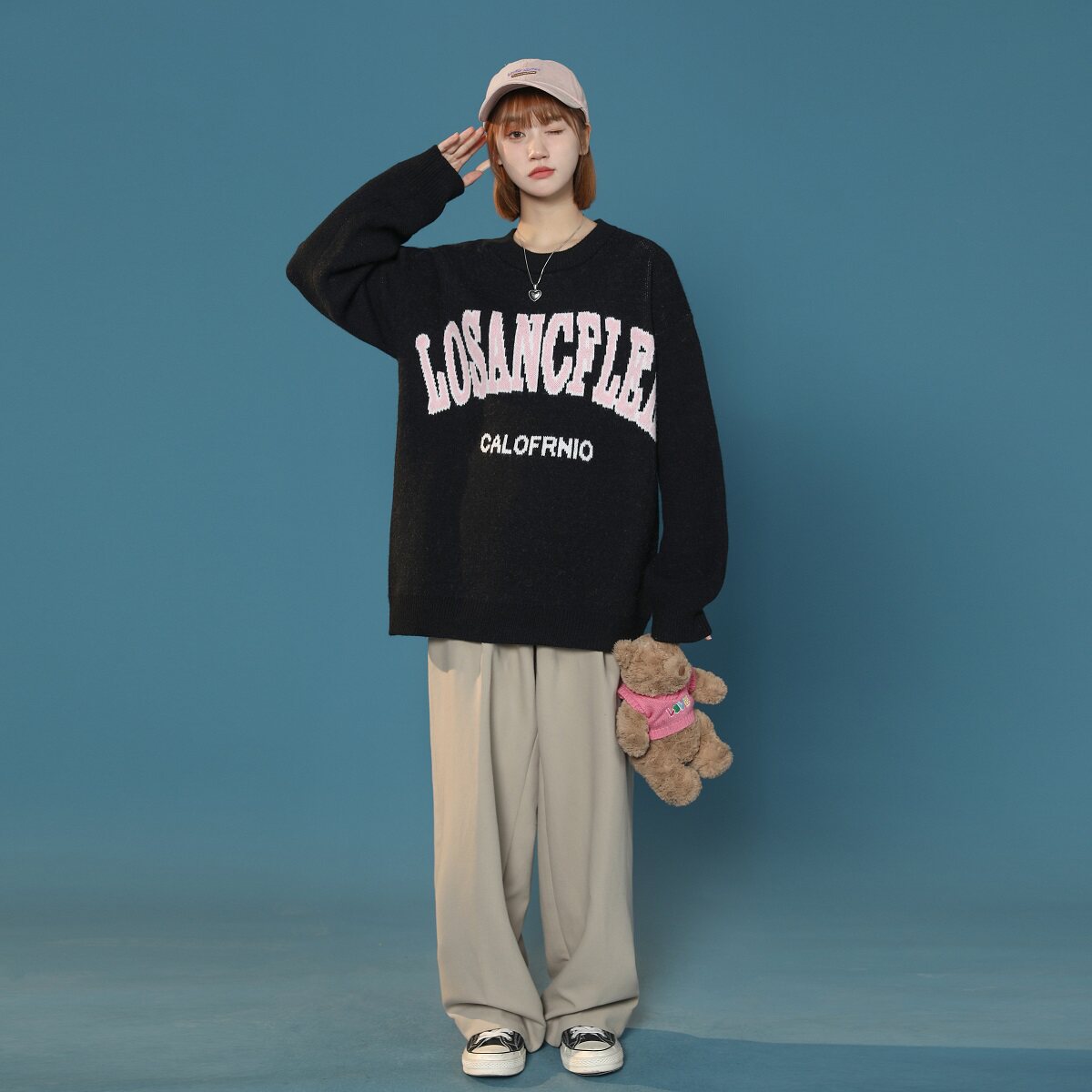 2023 Round neck sweater with embroidered letters for women's unisex B213-7146-P60 control 78_voghion.com