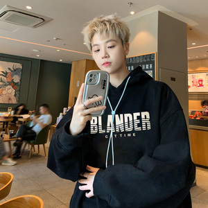 现货 华棉复合加绒硅胶印花连帽卫衣男冬季 B213-8123-P70控88图片