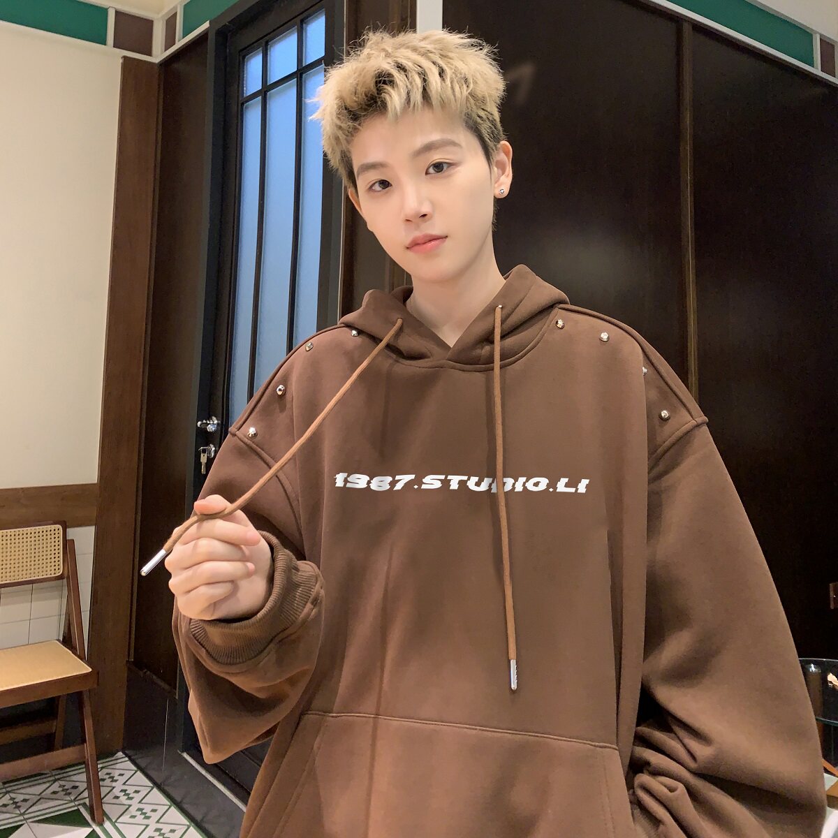 现货冬季华棉复合加绒卫衣男印花打底衫B213-8110-P80控98,男装卫衣,星座617A-4