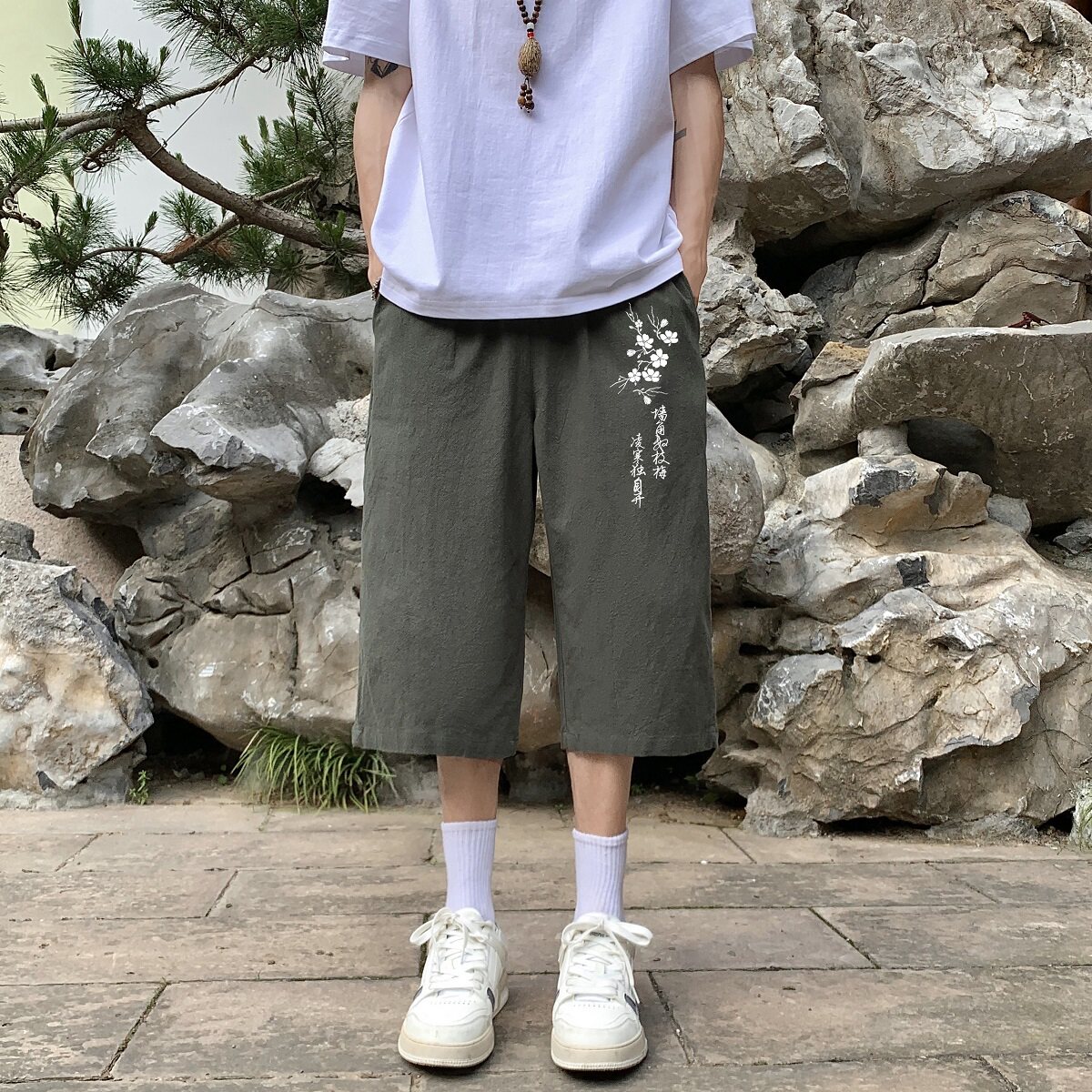 夏季新中式风亚麻裤男七分裤B213-8151-P33控49,男装休闲裤,星座617A-4
