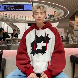 2024秋季复合拼接撞色卫衣男印花连帽  B213-8075-P70控88图片