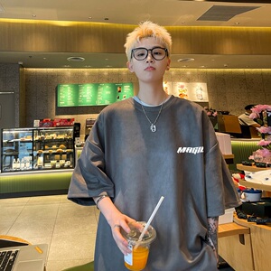 24ss夏季宽松短袖男麂皮绒T恤 B213-8134-P25控39图片