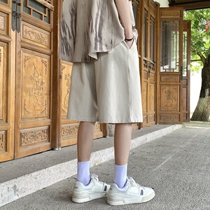 新中式风男亚麻裤潮休闲短裤 B213-8147-P28控39图片