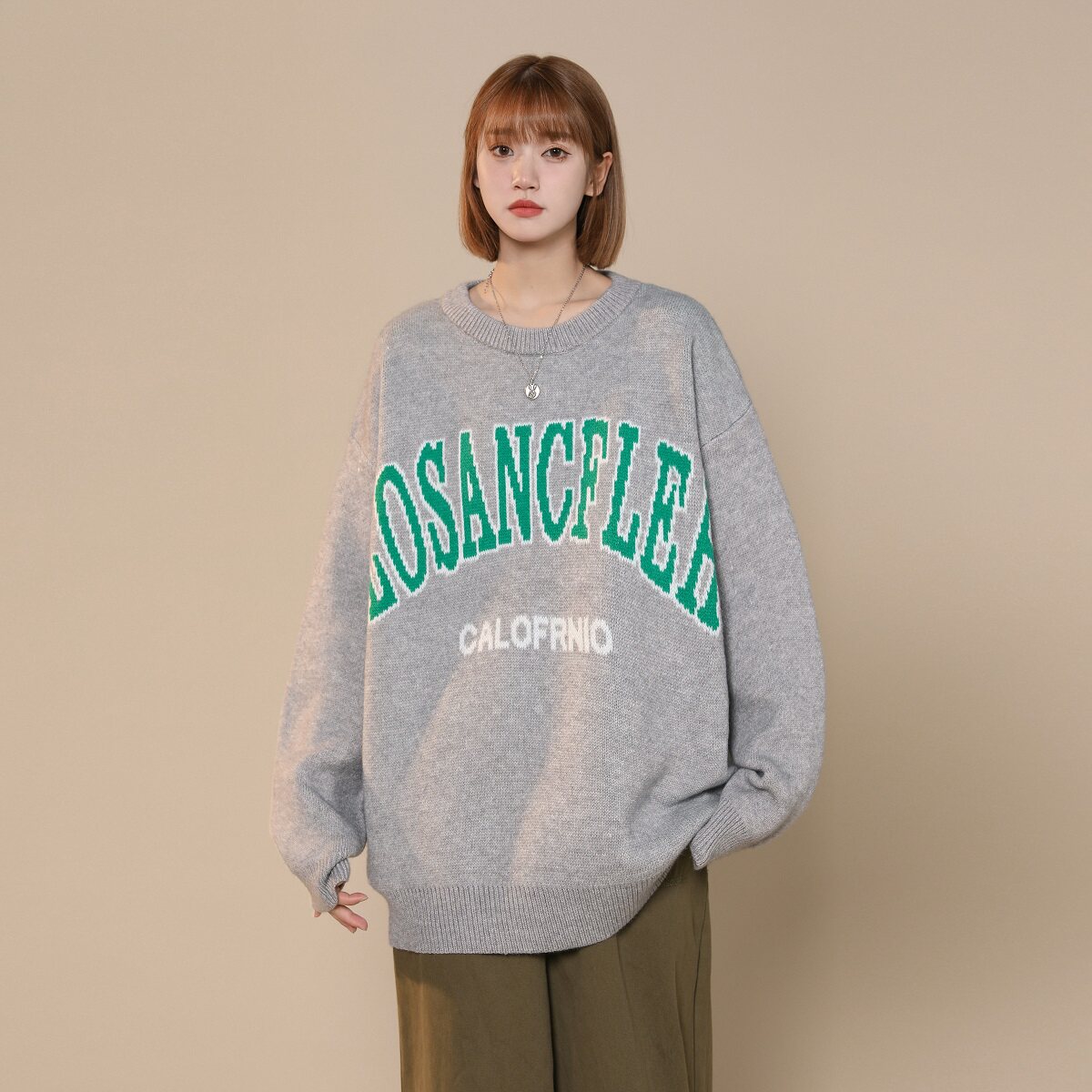 2023 Round neck sweater with embroidered letters for women's unisex B213-7146-P60 control 78_voghion.com