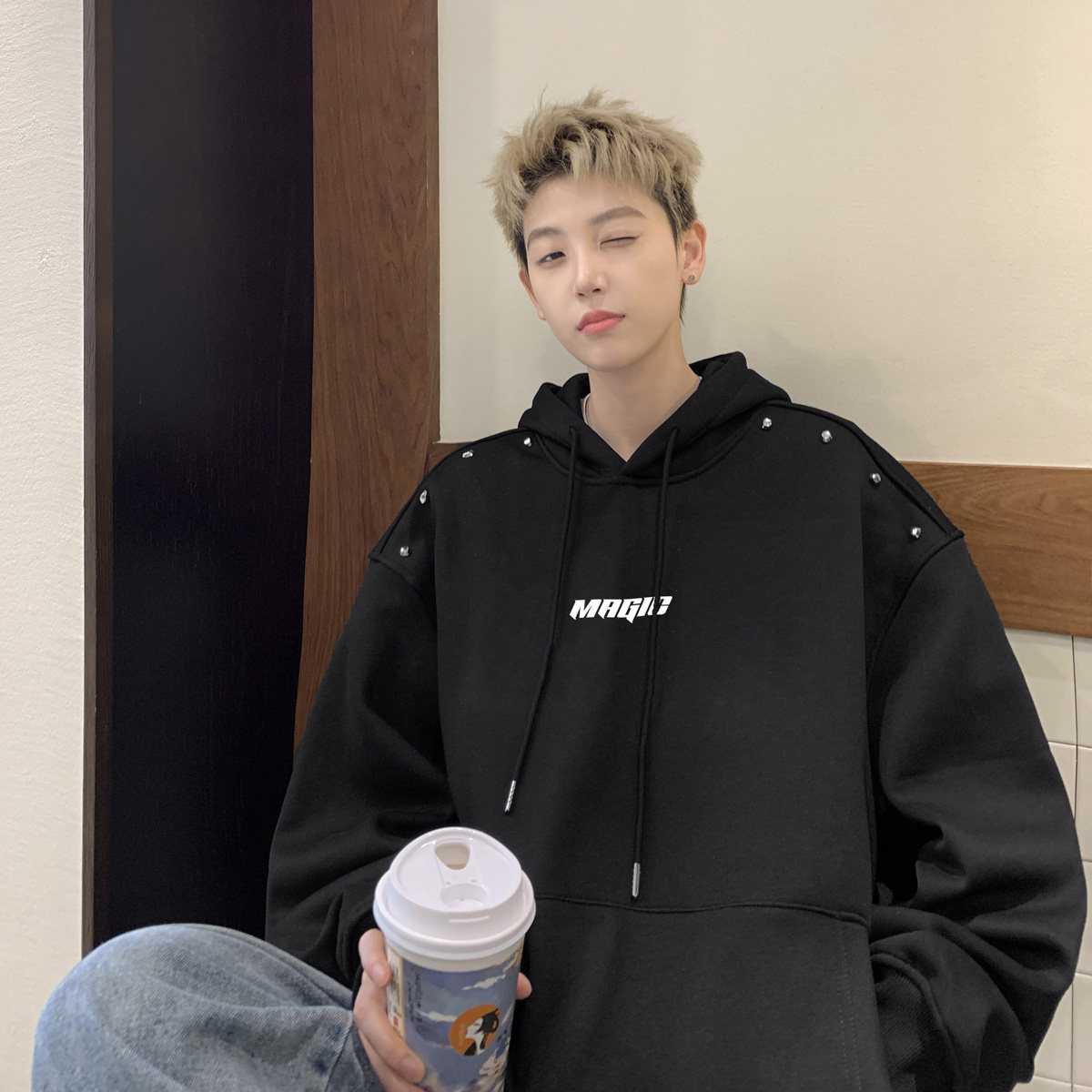 现货华棉复合加绒加厚铆钉个性卫衣男印花B213-8122-P70控88,男装卫衣,星座617A-4