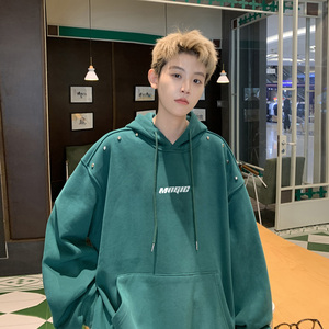 现货 华棉复合加绒加厚铆钉小众卫衣男印花 B213-8122-P70控88图片
