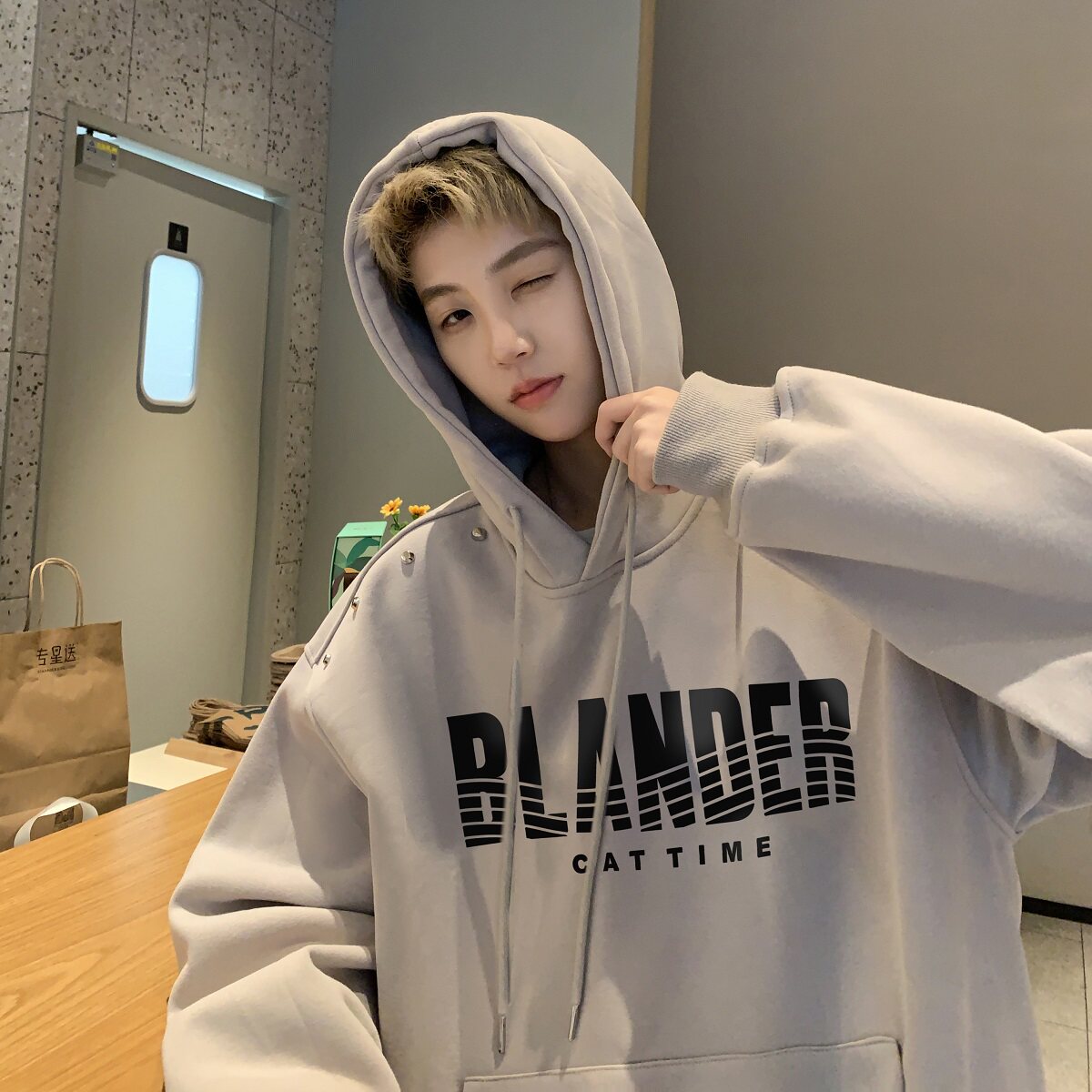 现货 华棉复合加绒加厚硅胶印花卫衣男 B213-8107-P80控98图片