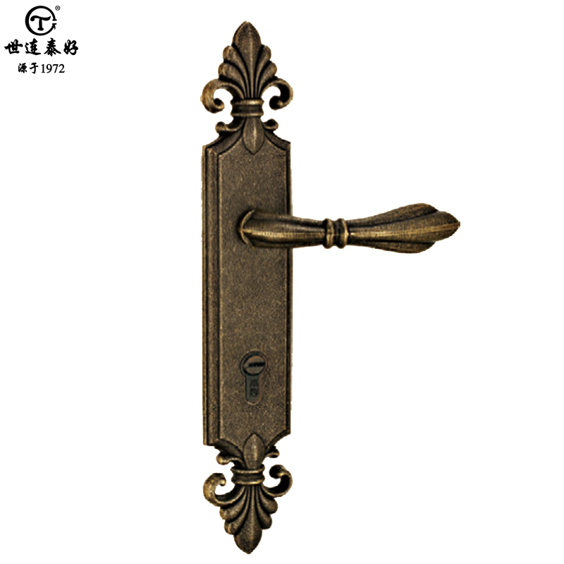 世连泰好全铜门锁黑色美式仿古纯铜室内卧室房间门锁复古铜色1407