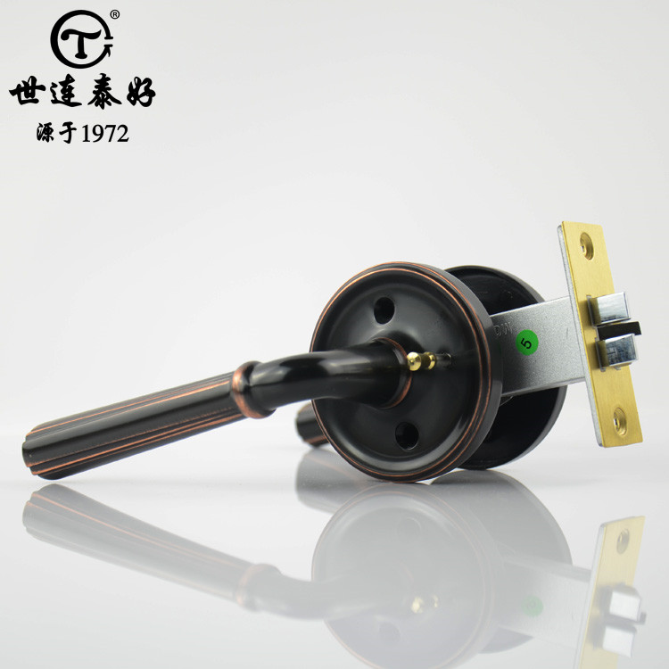 世连泰好全铜黑色美式北欧简约纯铜室内卧室房间卫生间无钥匙门锁