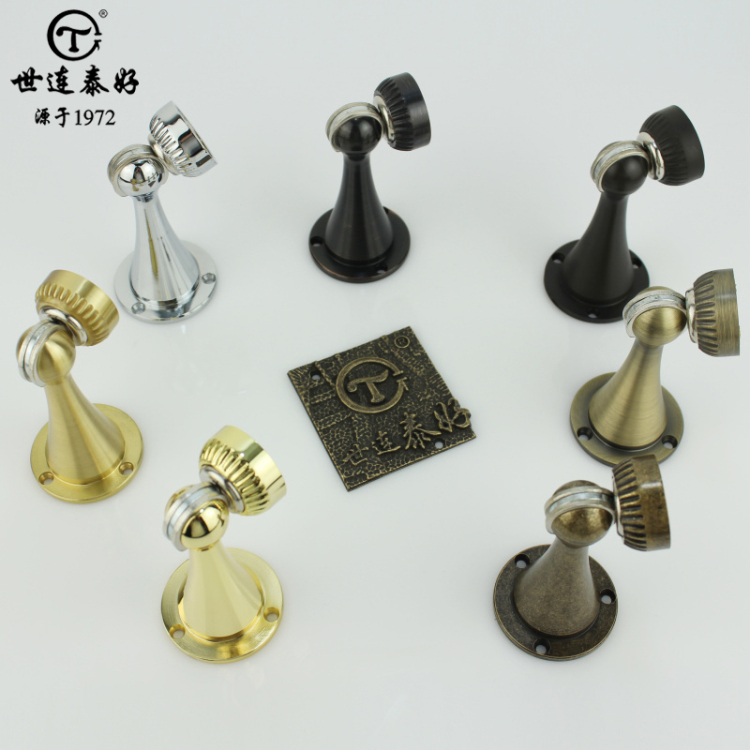 世连泰好全铜门吸金色黑色复古纯铜防撞墙吸强磁门碰门档房门门吸