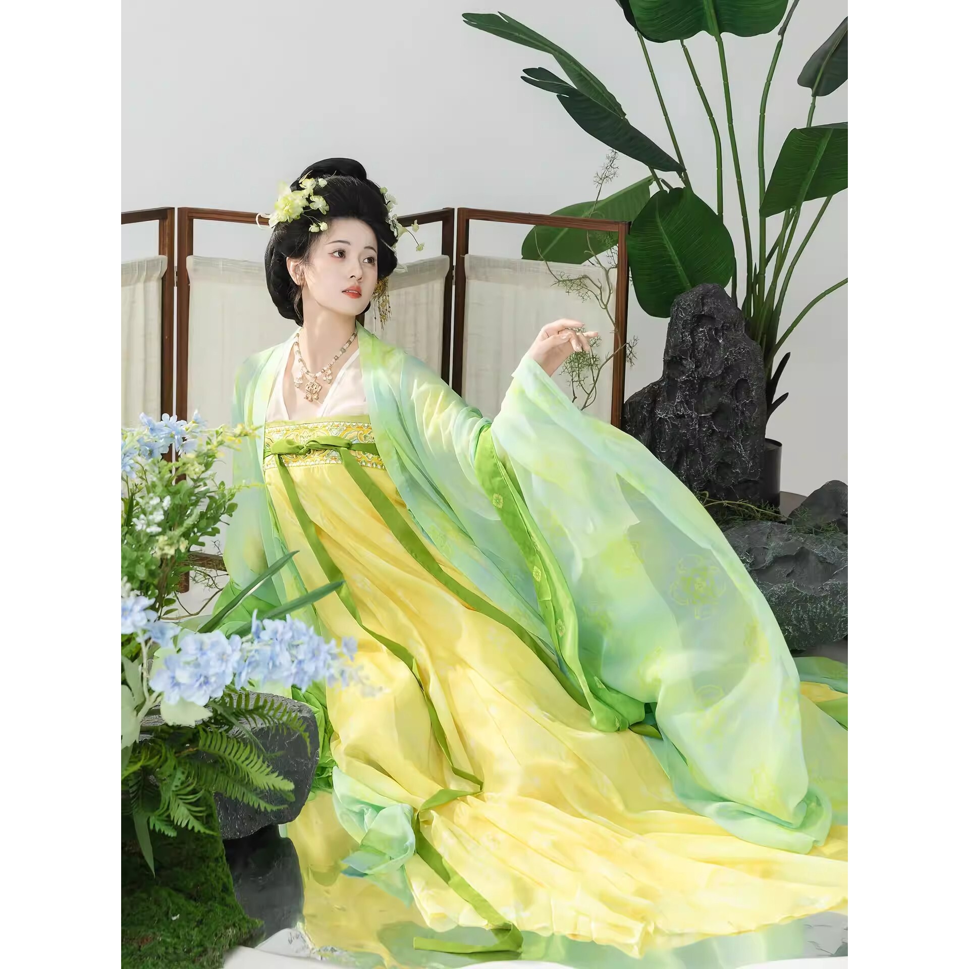 2026新款春夏绿色唐制齐胸襦裙原创超仙汉服女仙气飘逸广袖唐制复
