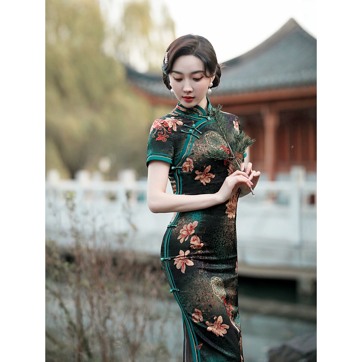2026新款真丝香云纱手工夏季中长款短袖日常国风新中式复古旗袍裙