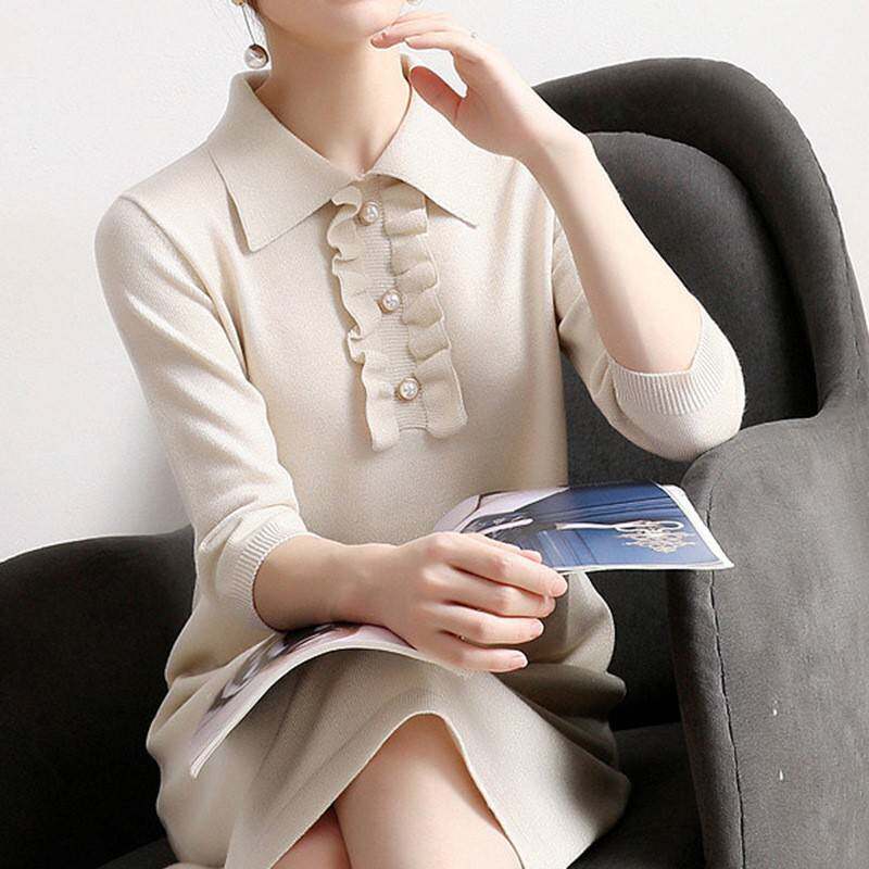 2025年秋冬新款中长款显瘦气质女神范直筒裙设计感小众针织连衣裙