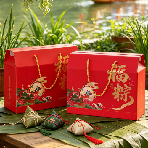 端午节国风端午礼品包装盒红色福字礼盒中式咸鸭蛋粽子包装礼盒