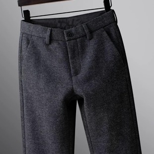 羊毛西裤 毛料商务休闲裤 子冬季 毛呢男裤 长裤 修身 呢子男装 秋冬厚款