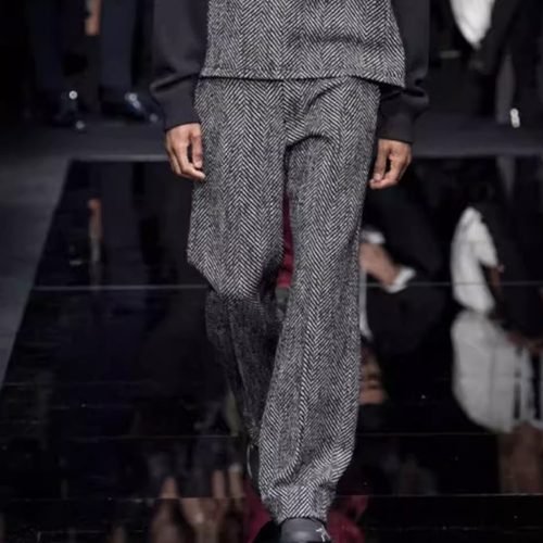 男士人字纹粗花呢加厚直筒休闲裤