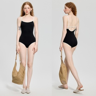 高级定制简约性感露背连体小胸聚拢遮肚显瘦温泉度假泳衣女