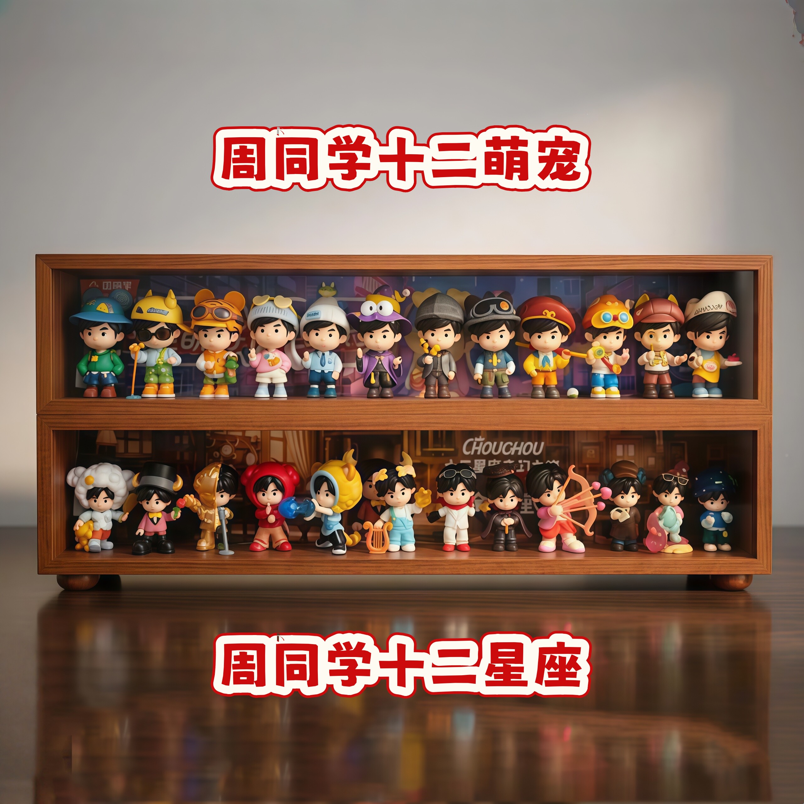 抽拉玻璃周同学十二星座萌将盲盒图片