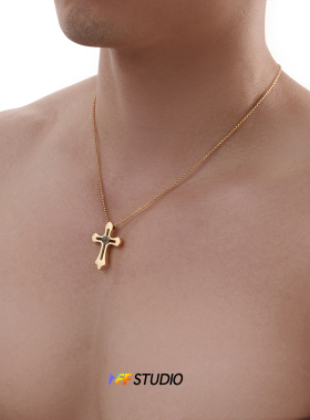 NFF精抛钛钢十字架吊坠项链
