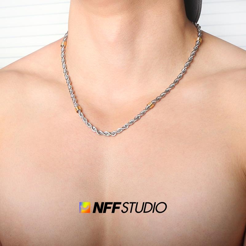 NFF小众街头扭结拼色麻花项链