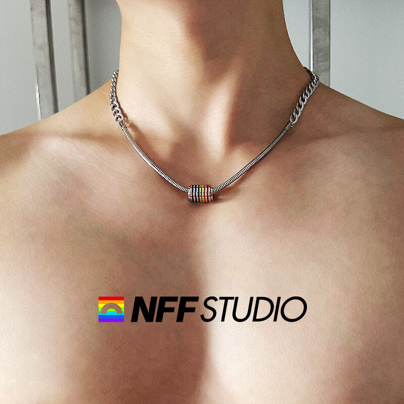 NFF钛钢HOT彩虹转运嘻哈潮项链男