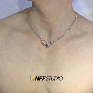 NFF几何缠绕扭曲钛钢项链ins冷淡风轻奢高级感小众设计双层锁骨链