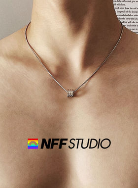 NFF精致高级感转运吊坠钛钢项链男欧美嘻哈潮简约锁骨链冷淡小众