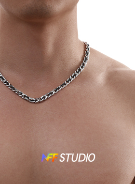 NFF钛钢项链男款古巴锁骨链不褪色轻奢小众粗链条个性百搭毛衣链