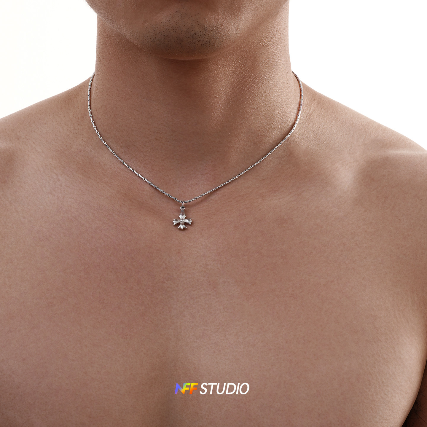 NFF不掉色做旧十字男款项链轻奢精致甜酷颈链ins极简百搭锁骨链潮