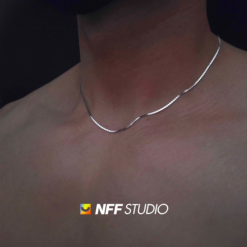 925银纯银S形个性链男超闪锁骨链