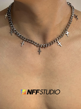 钛钢十字架钛钢古巴项链男女