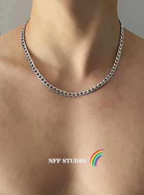 NFF欧美钛钢链条项链男潮古巴链嘻哈潮链子装饰女生情侣百搭配饰