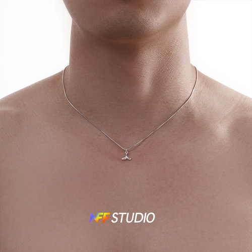 小清新鲸鱼尾项链钛钢男款