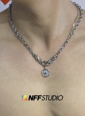 通体钛钢叠戴锁骨链通用