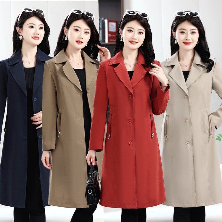 妈妈风衣女中长款时尚气质春秋新风衣