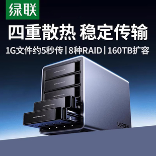 绿联硬盘阵列柜机械外接盒3.5寸SATA磁盘多双盘位RAID移动存储器